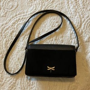 H&M Black suede and faux-leather crossbody purse